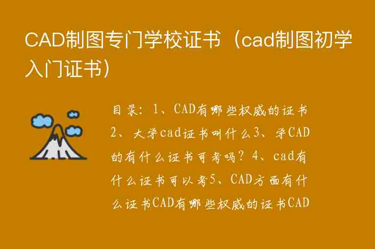 CAD制图专门学校证书（cad制图初学入门证书）