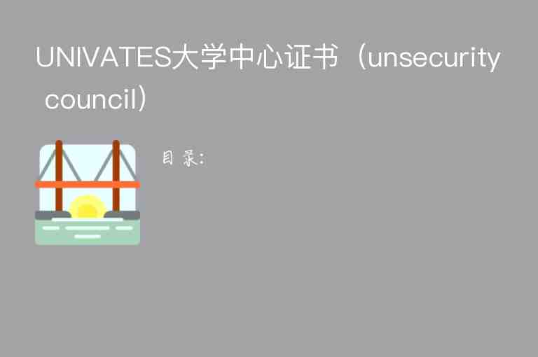 UNIVATES大学中心证书（unsecurity council）