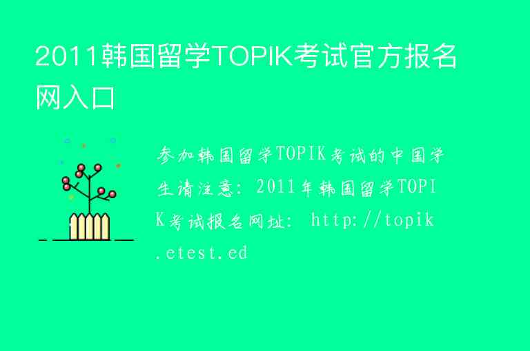 2011韩国留学TOPIK考试官方报名网入口