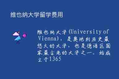 维也纳大学留学费用