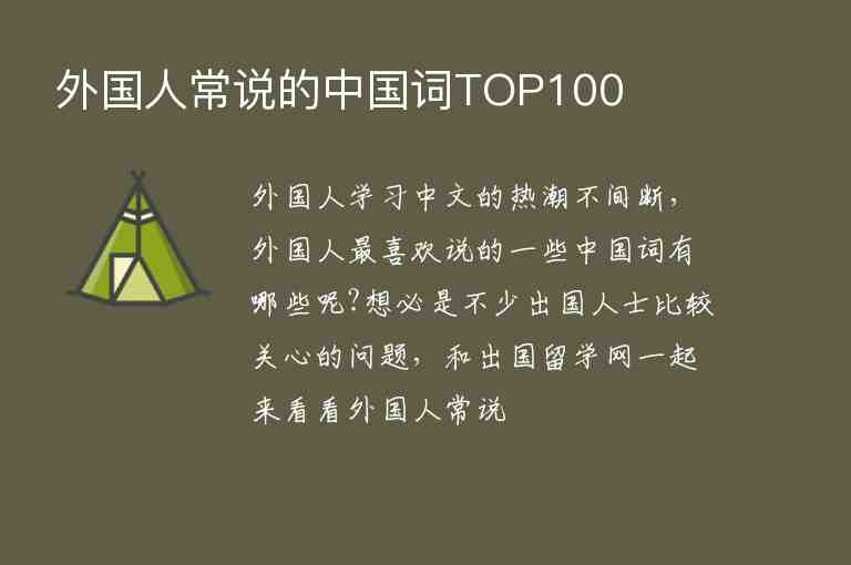 外国人常说的中国词TOP100