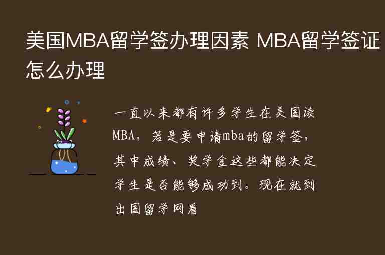 美国MBA留学签办理因素 MBA留学签证怎么办理